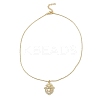 Golden Plated Brass Micro Pave Clear Cubic Zirconia Pendant Necklaces LS-NJEW-L178-01G-02-2