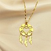 Woven Net/Web with Feather 201 Stainless Steel Boho Pendant Necklaces for Women NJEW-G087-01G-1