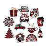 12Pcs Christmas UV Single Face Printed Wood Pendant Decorations WOOD-N020-28-2