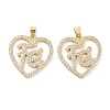 Rack Plating Brass Micro Pave Clear Cubic Zirconia Pendants KK-Z064-20G-1
