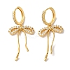 Bowknot Brass Micro Pave Clear Cubic Zirconia Hoop Earrings for Women LS-EJEW-A110-03G-2