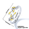 Exquisite Brass Cubic Zirconia Willow Leaf Cuff Rings for Women UN6923-8-1