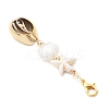 Electroplated Shell & ABS Imitation Pearl Pendant Decorations HJEW-JM03282-5