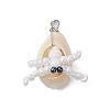 Natural Cowrie Shell & Glass Seed Beads Pendants PALLOY-MZ00323-3
