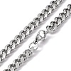 Non-Tarnish 201 Stainless Steel Cuban Link Chain Necklace with 304 Stainless Steel Clasps for Men Women NJEW-M194-01C-P-3
