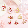 16Pcs 8 Styles Valentine's Day Brass Enamel Pendants KK-BBC0028-93-4