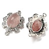 Natural Strawberry Quartz Faceted Oval Connector Charms G-G181-06P-05-2