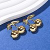 304 Stainless Steel Cherry Stud Earrings EJEW-L304-02G-1
