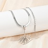 Ginkgo Leaf 201 Stainless Steel Herringbone Chains Pendant Necklaces NJEW-K253-36P-3