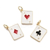 Playing Card Rack Plating Brass Enamel Pendants KK-G512-11G-1
