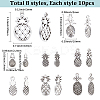 80Pcs 8 Styles Tibetan Style Alloy Charms TIBEP-SC0003-25-2