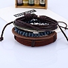 4Pcs 4 Style Adjustable Braided Cowhide Leather Cord Bracelets Set BJEW-F458-16-7