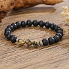 Bohemian Natural Black Onyx & Mustard Stone Beaded Stretch Bracelets ZX5026-7-1