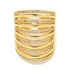 Brass Micro Pave Clear Cubic Zirconia Open Cuff Ring LS-RJEW-M173-07A-G-2