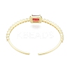 Cubic Zirconia Rectangle Open Cuff Bangle BJEW-G651-05G-05-2