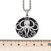 201 Stainless Steel Black Enamel Flat Round with Octopus Pendant Necklaces LS-NJEW-K283-31P-4