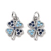Clover Brass Micro Pave Cubic Zirconia Charms KK-B102-04P-1