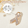 2Pcs Awareness Ribbon Alloy Rhinestone Brooches for for Backpack Clothes JEWB-FH0002-19G-4