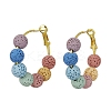 Dyed Natural Lava Rock Round Beaded Hoop Earrings EJEW-JE05588-1
