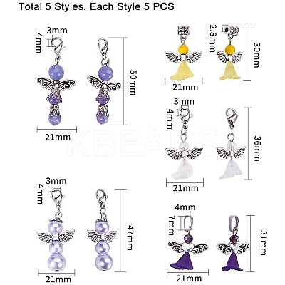 Glass/Gemstone Beads Pendants PALLOY-PH0013-04-1