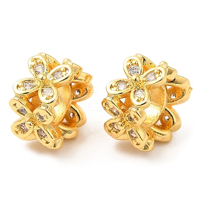 Brass Micro Pave Cubic Zirconia European Beads KK-I705-19G-1