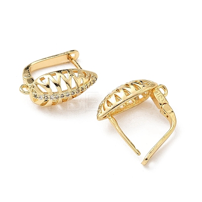 Brass Micro Pave Clear Cubic Zirconia Teardrop Hoop Earring Findings KK-G536-04G-1