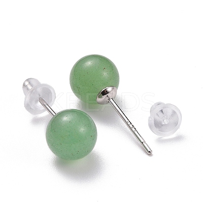 Crackle Round Green Aventurine Dainty Stud Earrings for Girl Women LS-EJEW-M202-04C-1