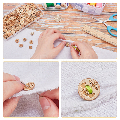 240Pcs 12 Styles 4-Hole Coconut Buttons DIY-AR0004-67-1