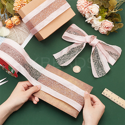 10 Yards Hot Stamping Polyester Satin Ribbons SRIB-WH0011-169A-1
