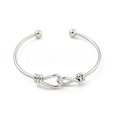 Cross Knot Brass Open Cuff Bangles for Women BJEW-G704-01P-1
