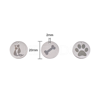 6Pcs 3 Styles 304 Stainless Steel Pet Pendants FIND-SZ0001-007P-1