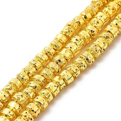 Electroplated Natural Lava Rock Beads Strands G-G984-14G-1