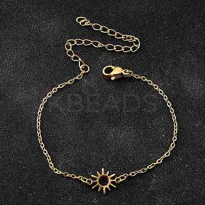 304 Stainless Steel Sun Link Bracelets BJEW-D308-01G-1