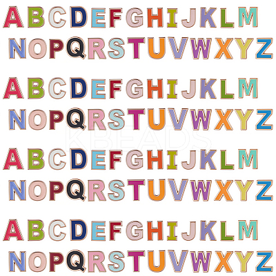 4 Bags Alloy Enamel Alphabet Beads ENAM-SC0007-70-1