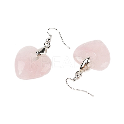 Natutal Rose Quartz Dangle Earrings EJEW-F343-D05-1