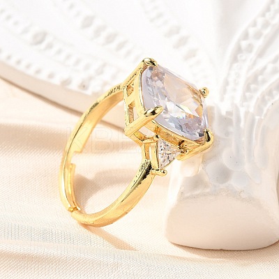 Brass Micro Pave Cubic Zirconia Finger Rings for Women RJEW-F181-11G-01-1