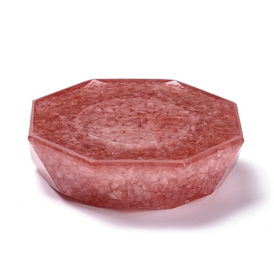 Resin with Natural Rose Quartz Chip Stones Ashtray DJEW-F015-07F-1