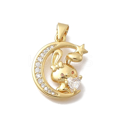 Brass Micro Pave Clear Cubic Zirconia Pendants KK-D431-055G-1