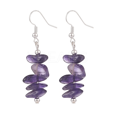 Natural Amethyst Chips Beaded Jewelry Set X-SJEW-JS01232-03-1