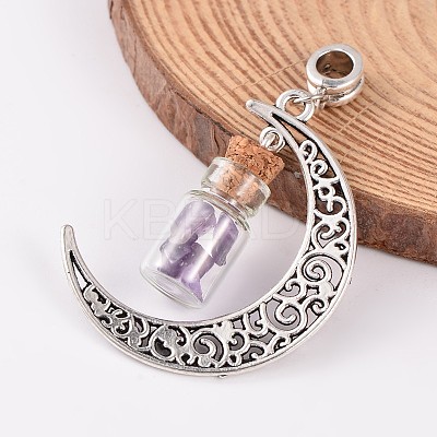 Moon Antique Silver Alloy European Dangle Charms X-PALLOY-JF00153-03-1