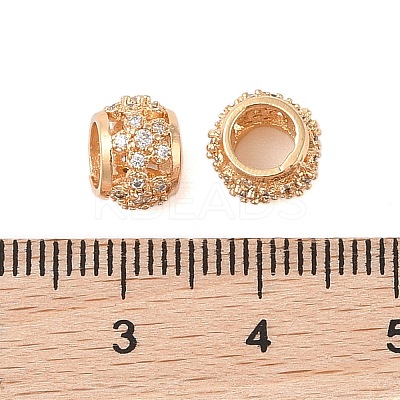 Hollowed Brass Micro Pave Clear Cubic Zirconia European Beads KK-B100-006G-1