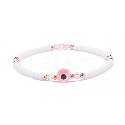 Resin Evil Eye & Acrylic Beaded Stretch Bracelet for Women BJEW-JB08609-01-1