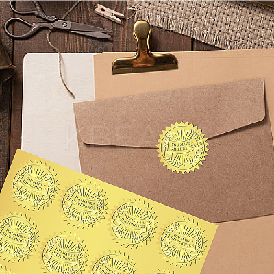 12 Sheets Self Adhesive Gold Foil Embossed Stickers DIY-WH0451-017-1