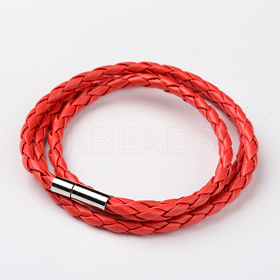 Braided Imitation Leather Cord Wrap Bracelets BJEW-L566-02B-1