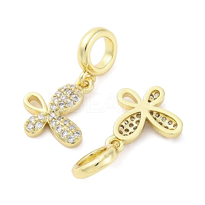Brass Micro Pave Cubic Zirconia European Dangle Charms KK-D325-21G-01-1