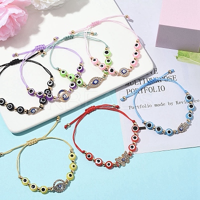 Resin Evil Eye Braided Bead Bracelets for Women BJEW-FS00018-05-1