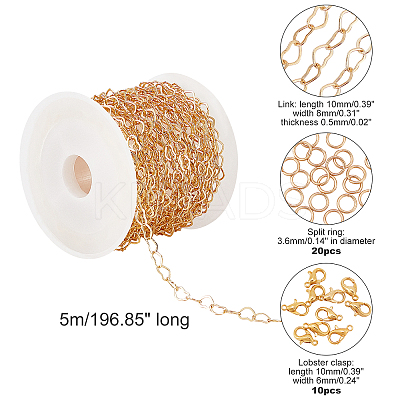 15.9~16.4 Feet Brass Heart Link Chains DIY-CA0002-22-1