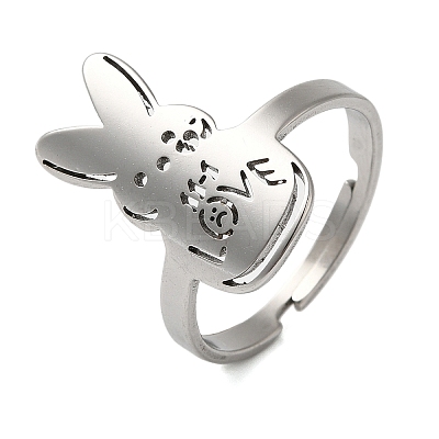 Non-Tarnish 201 Stainless Steel Adjustable Rings for Women RJEW-F163-01P-1
