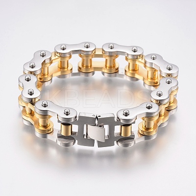 Men's 201 Stainless Steel Bracelets BJEW-H569-17MM-E-1