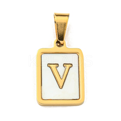 PVD Vacuum Plating 304 Stainless Steel Pave Natural White Shell Pendants STAS-S130-03G-V-1